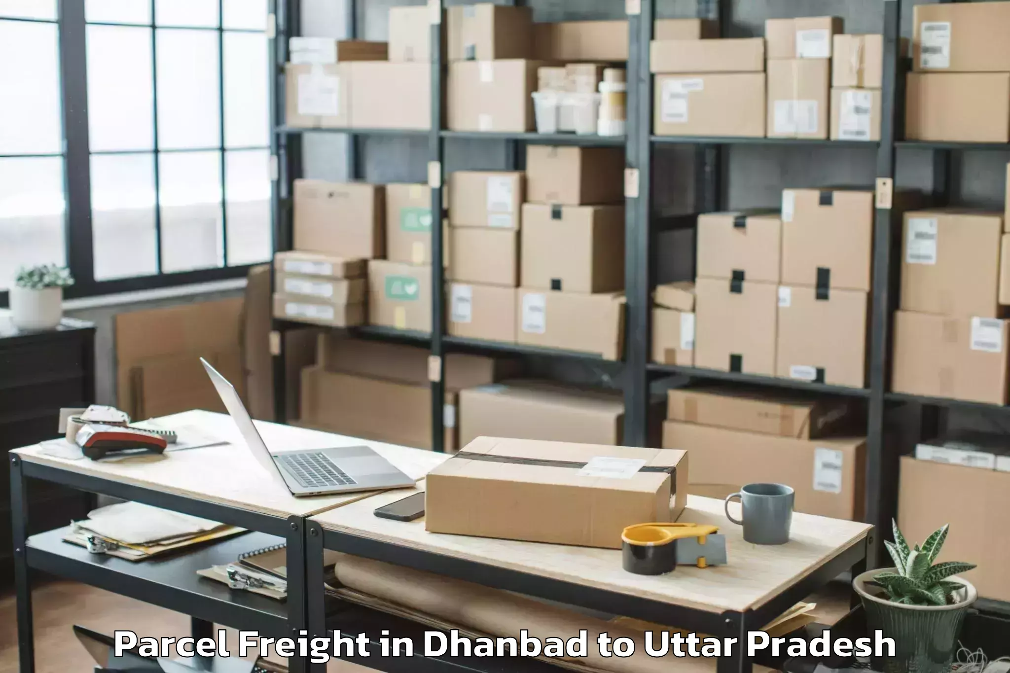 Easy Dhanbad to Khalilabad Parcel Freight Booking